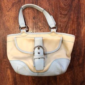 Coach bag blue and tan